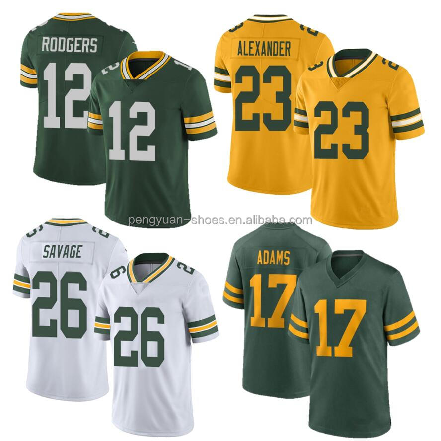 Лучшее качество 12 Aaron Rodgers 17 Davante Adams 23 Jaire Александер 26 Darnell Savage Jr. 33 Aaron Jones американский футбольный трикотаж