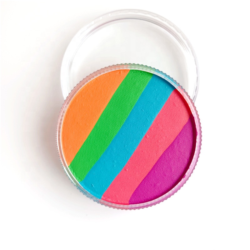 Private brand water-based face and body painting palette split rainbow cake