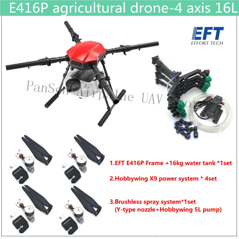Квадрокоптер EFT E416P 16 кг, складной, четырехосевой, для сельского хозяйства, с электроприводом Hobbywing X9, UAV