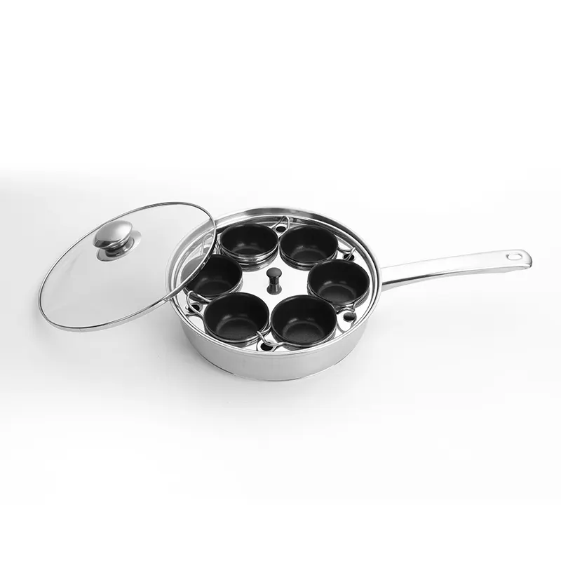 Stainless Steel Egg Poacher Cooker With 6pcs Non-stick Cups Microwave Egg Poacher Pan