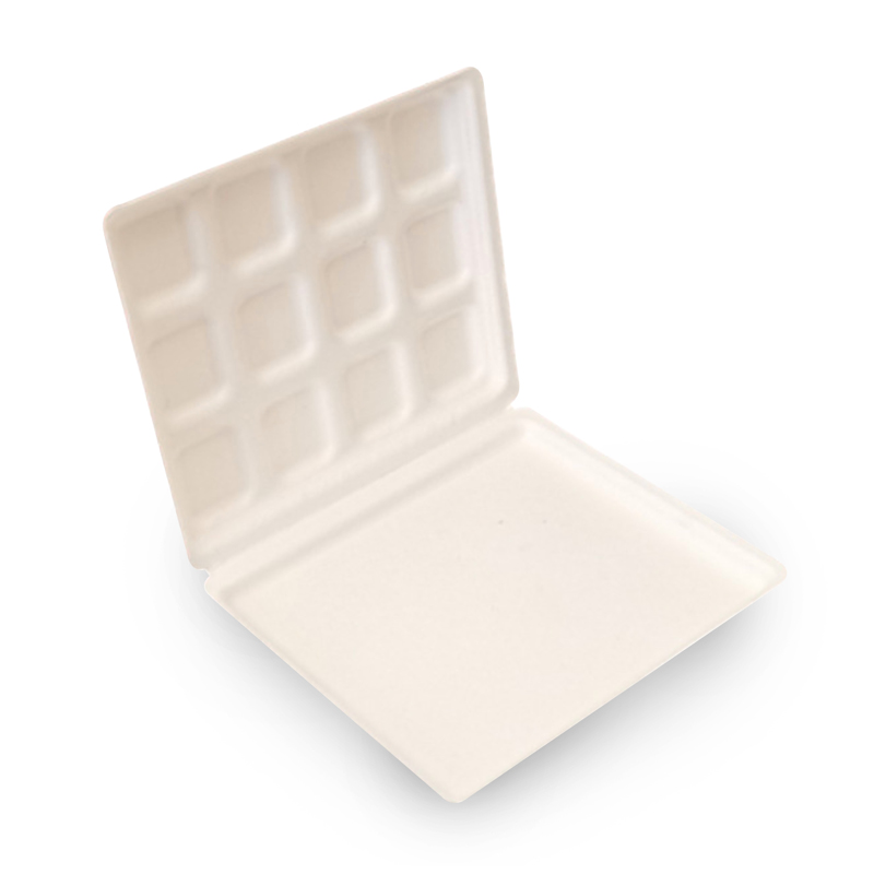 Biodegradable eye shadow eyelash tray cosmetic sugarcane bagasse molded pulp tray packaging for skincare bottle and jar products