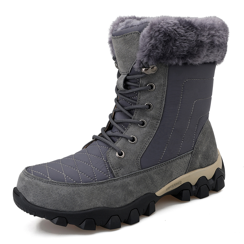 Winter large waterproof elevated men's Plush warm snow boots outdoor leisure sports cotton shoes