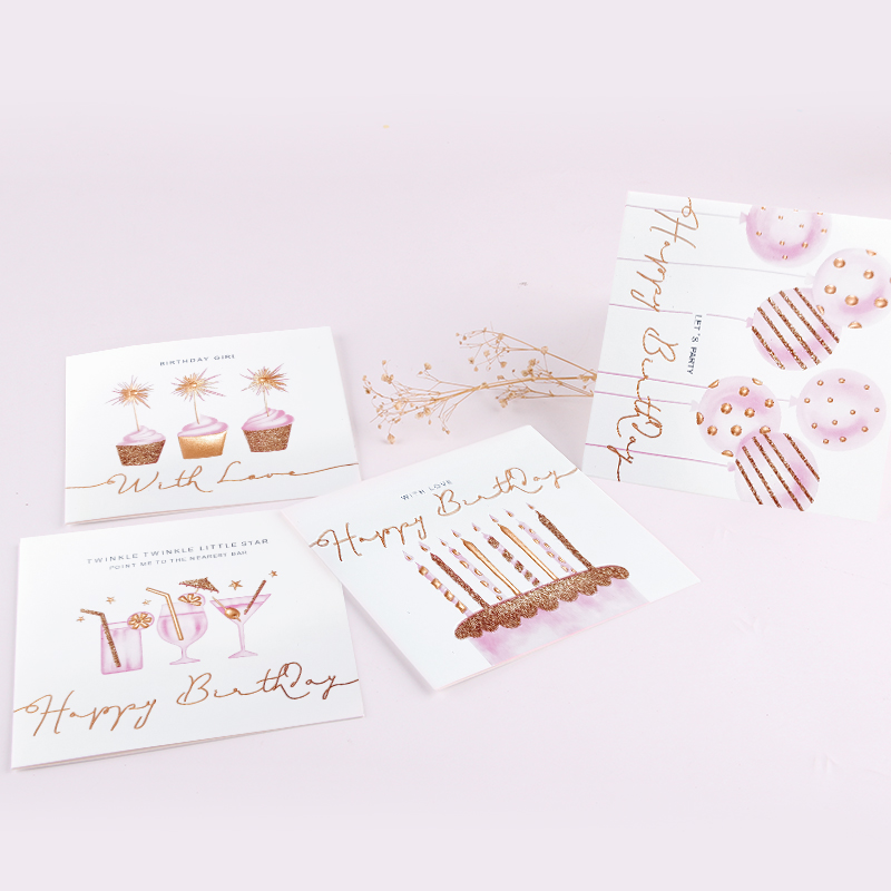 Hotsale happy birthday thank you cards personalized glitter greeting cards
