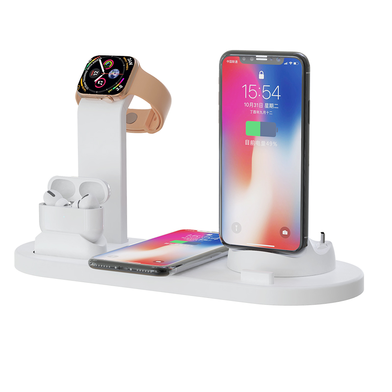Беспроводное зарядное устройство 4 в 1, док-станция для iPhone, подставка для Apple Watch, чехол для беспроводной зарядки для AirPods pro