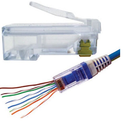 Заводская вилка Ez RJ45 cat5e 8p8c UTP, модуль cat6 FTP, cat7 двухрядный линейный разъем, кабельная Проходная розетка