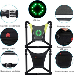 Manufacturer Wholesale Quality Green Led Lights Vest High Visibility LED Turn Signal Jacket Road Safety Reflector Vest