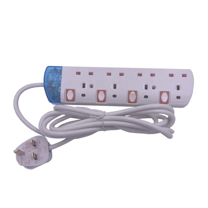 New arrival! 4 gang with switch UK power strip transparent power strip