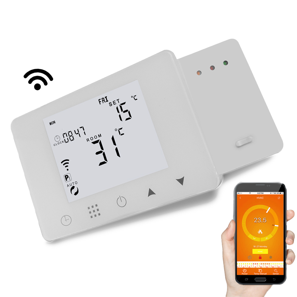 HY09RF-WIFI беспроводной термостат с сенсорным экраном, программируемый регулятор температуры для комнатного отопления с газовым бойлером и приводом