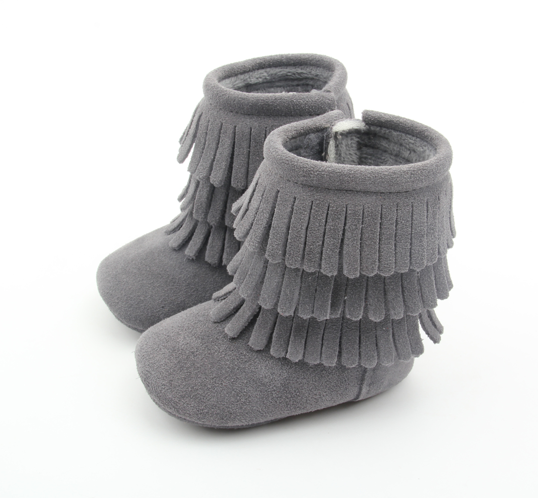 Durable Fancy Shoes Soft Soles Handmade Leather Warmer Baby Winter Boots