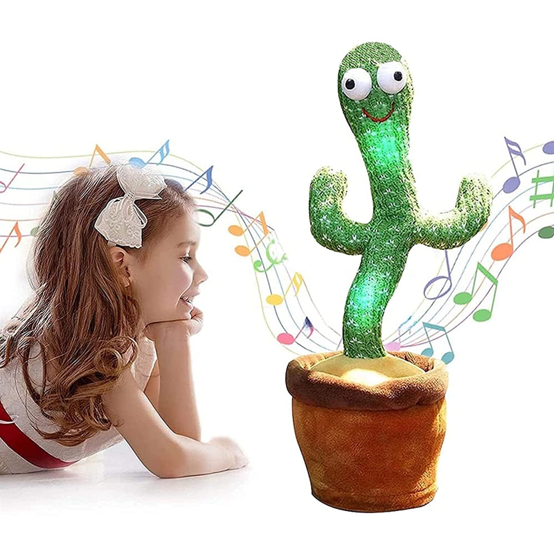 32CM rechargeable dancing cactus 120 songs talking singing dancing english electric recording repeat music plush plant toy
