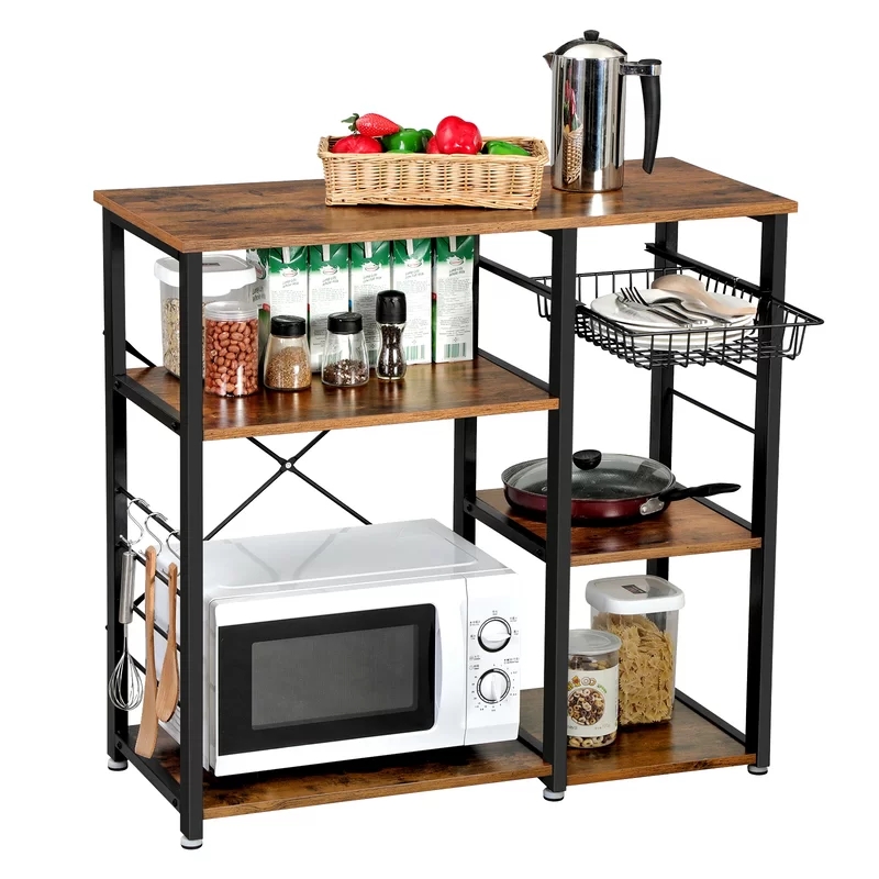 Vintage Metal and Wood Kitchen Furniture Trolley Island Cart