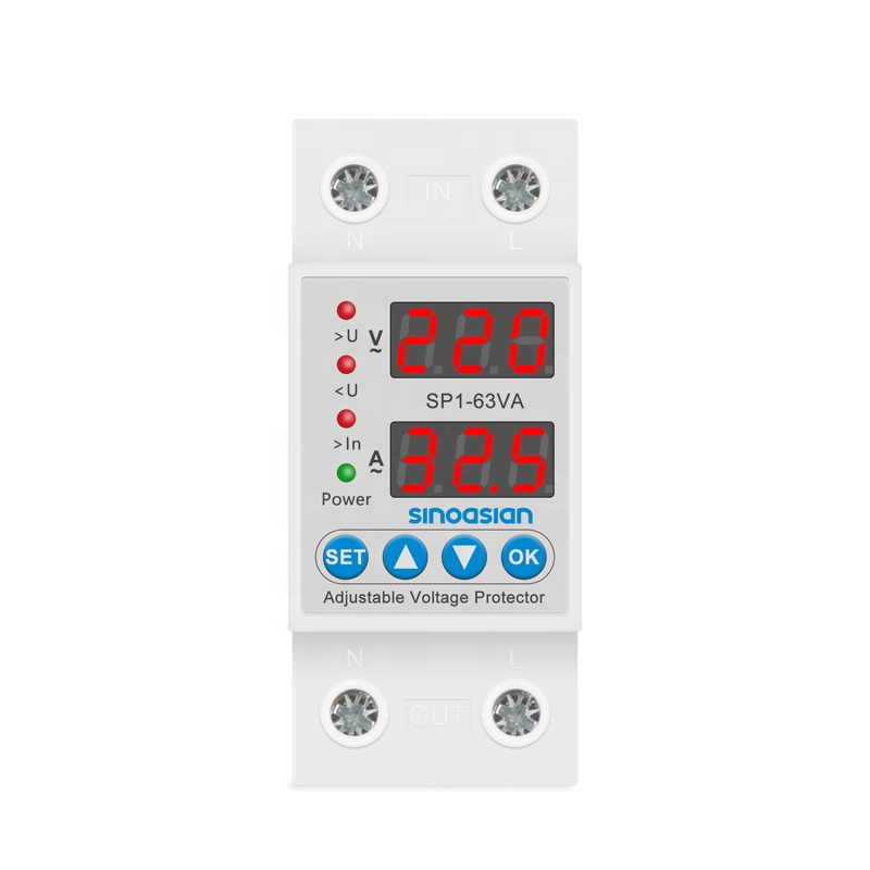 Заводская 2P 220/230V 1-40A Регулируемая din-рейка автоматическое восстановление под напряжением защита реле перегрузки