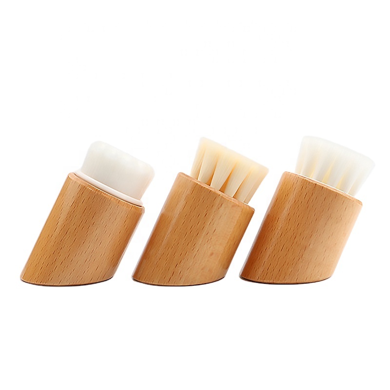 Wood Beech Clean Face Brush Wooden makeup face cleaning brush bamboo brush Inclined handle beech massage face cleaning