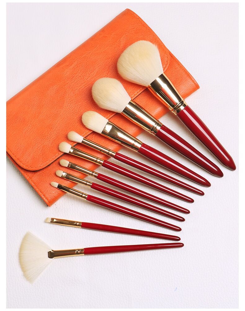 Makeup Brushes/Crystal red Handle Set/Custom LogoTravel Cosmetic Bag CasesMakeup Brush Holder