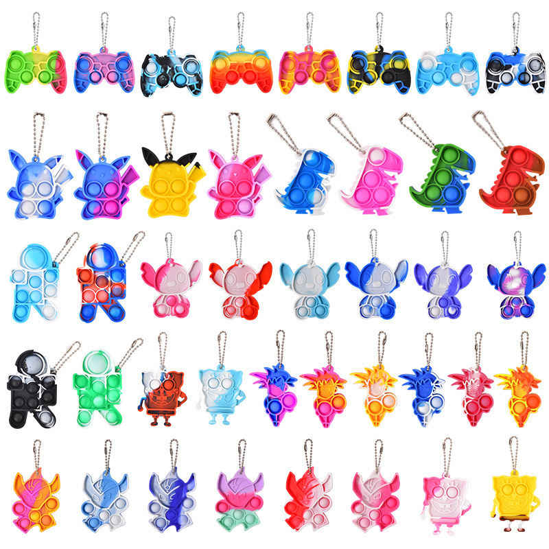 Amazon Hot Sale Cute Push Bubble Mini Popper Silicon Toy Pop Fidget Keychain