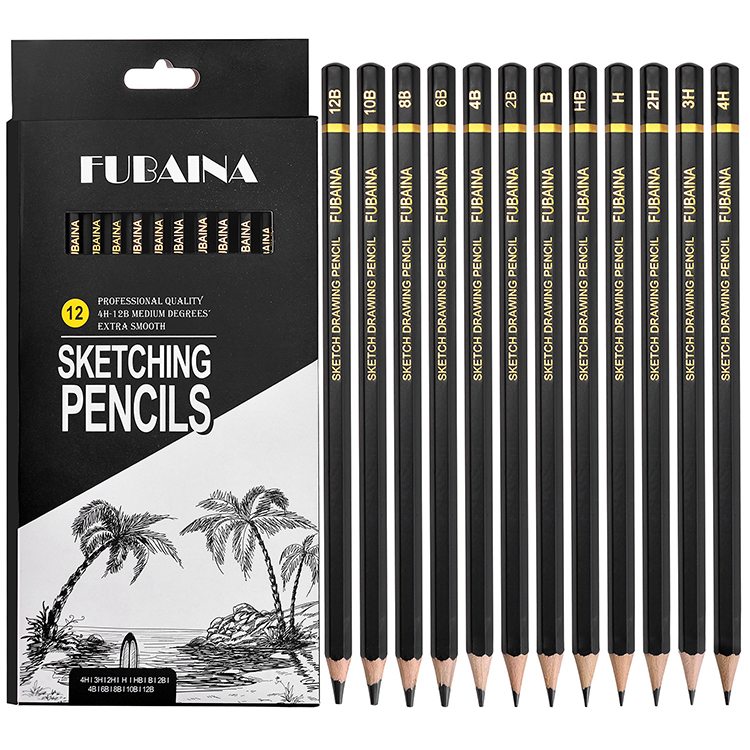 Factory direct sale 4H-12B hexagonal sketching pencil non-toxic standard pencils