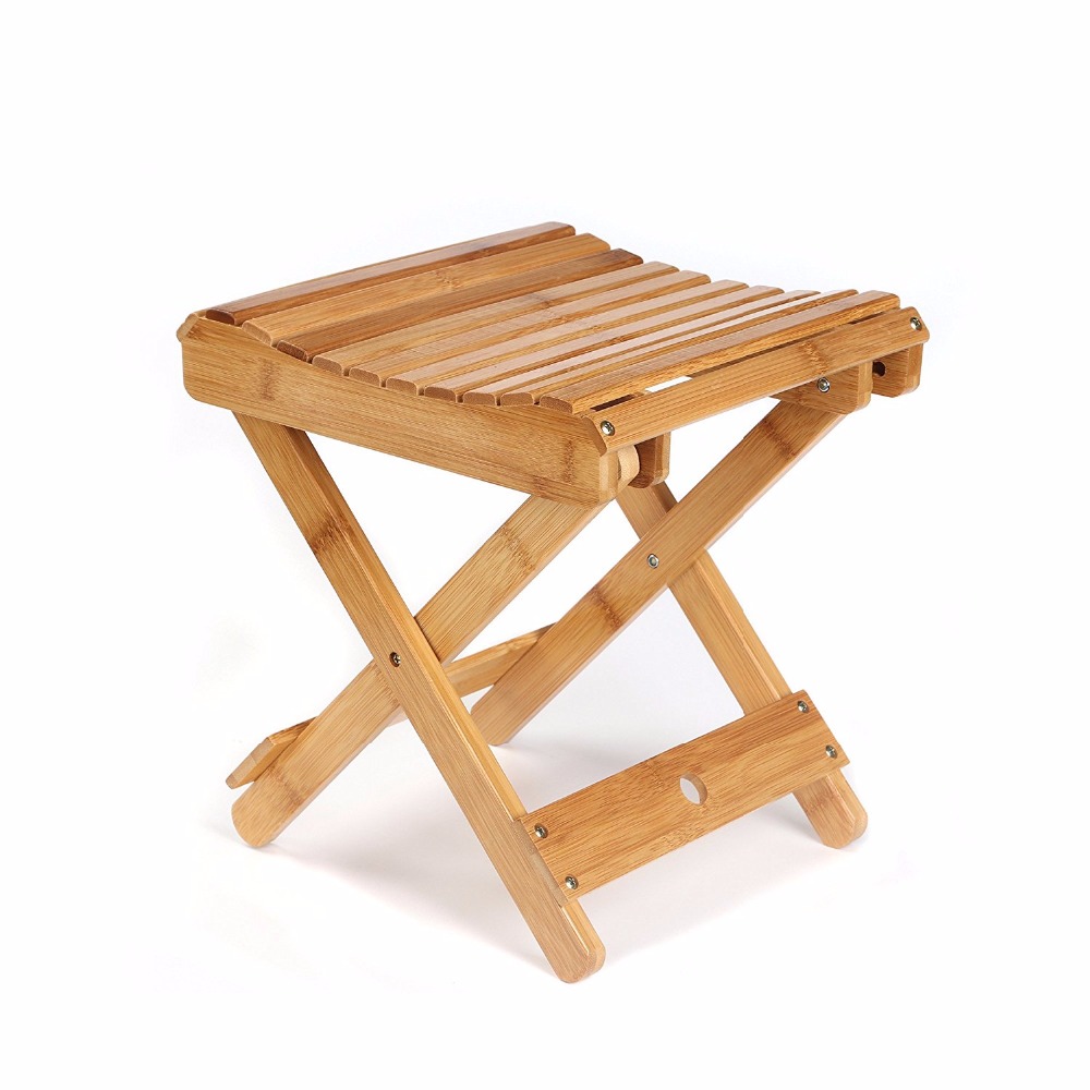 Easy To Remove Bamboo Bathroom Bath Stool Shower Seat Folding Bench Chair