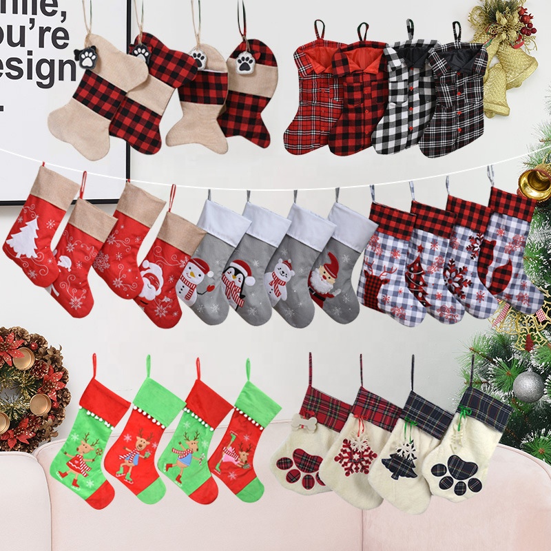 Cat Paw Stocking Stockings For Pets Custom Pink Candy Bags Blended Plush Gift Tags Snowman Knitted Christmas