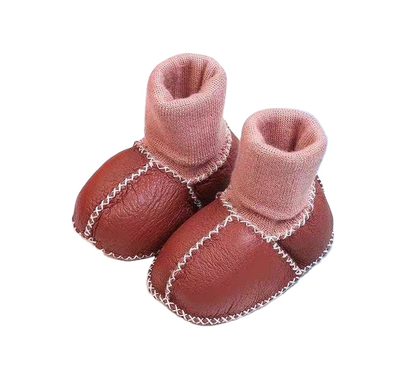 Wholesale Price winter Baby snow boots baby sock shoes leather OEM real wool Shoes fo babies