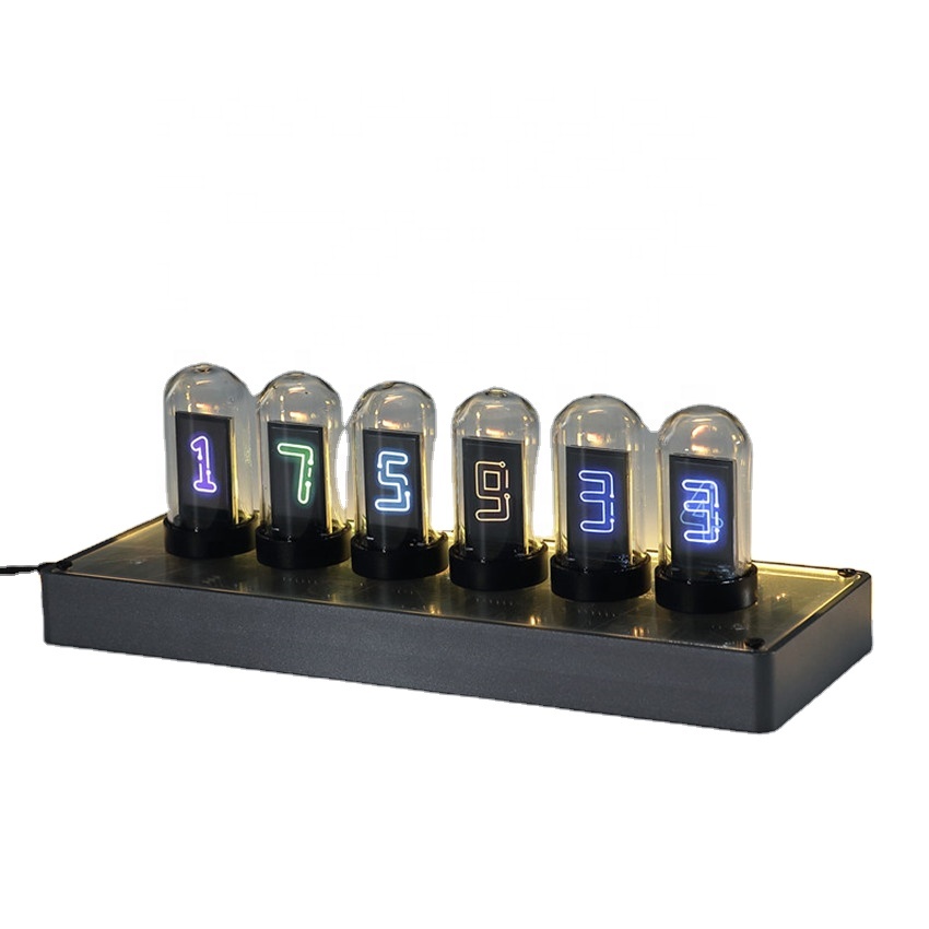 Часы IPS Nixie Destiny Stone Gate Cyberpunk с основанием из алюминиевого сплава, светящиеся часы Nixie Tube, часы для компьютера, настольные часы с орнаментом