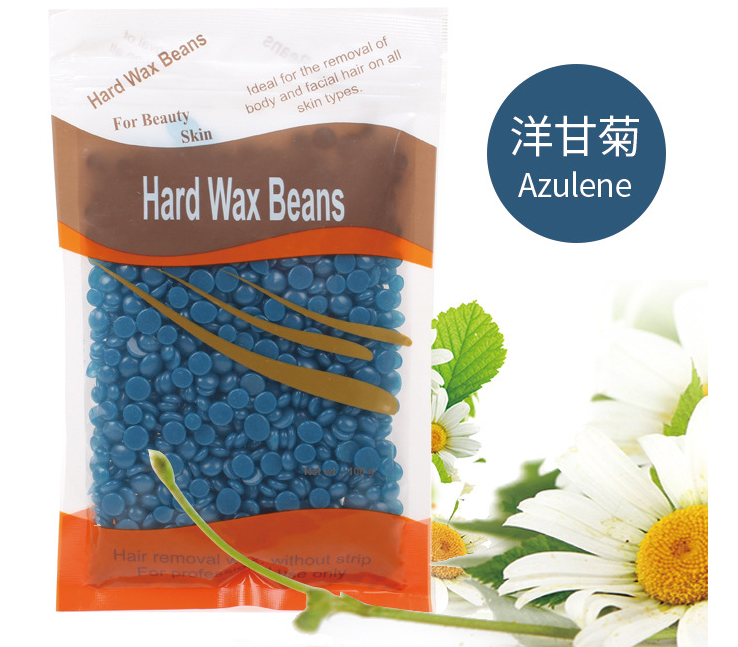 100g Private Label Azulene Hard Wax Beans Chamomile Hot Wax Beads Body Area Depilatory Wax Beans