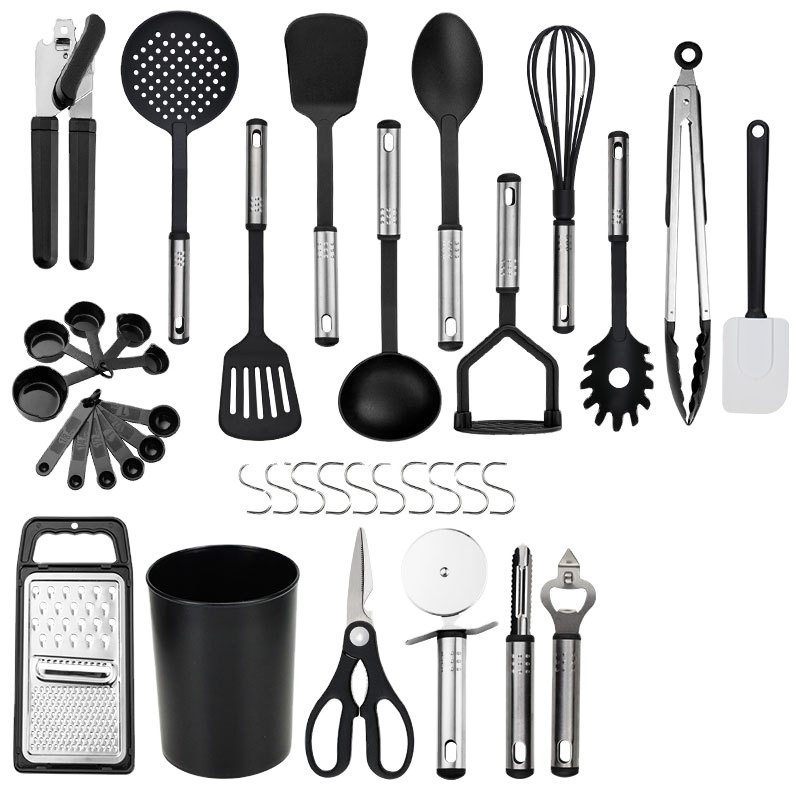 2023 Hot Sale Wholesale Silicone Cooking Utensil Set 38-Pack Kitchen Utensil Set Stainless Steel with Spatula Turner Spoon