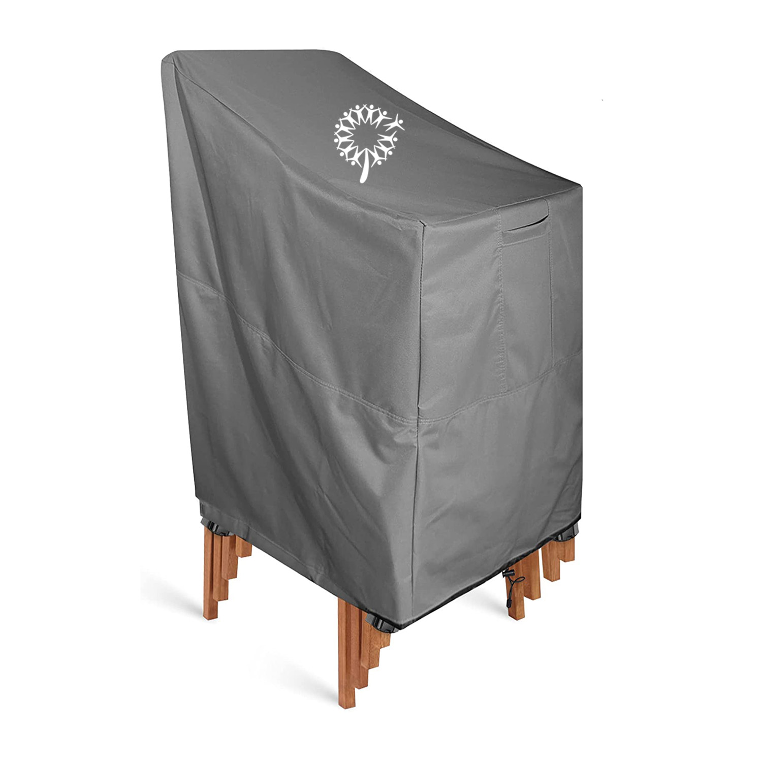 210D 24 inch Custom Logo Rainproof Frozen Resistant Patio Stackable Chair Cover with Elastic Loop