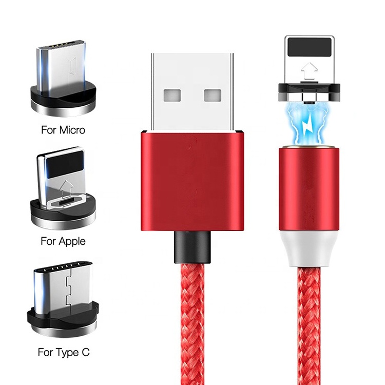 Оптовая продажа, магнитный светодиодный USB-кабель для быстрой зарядки мобильного телефона 3 в 1