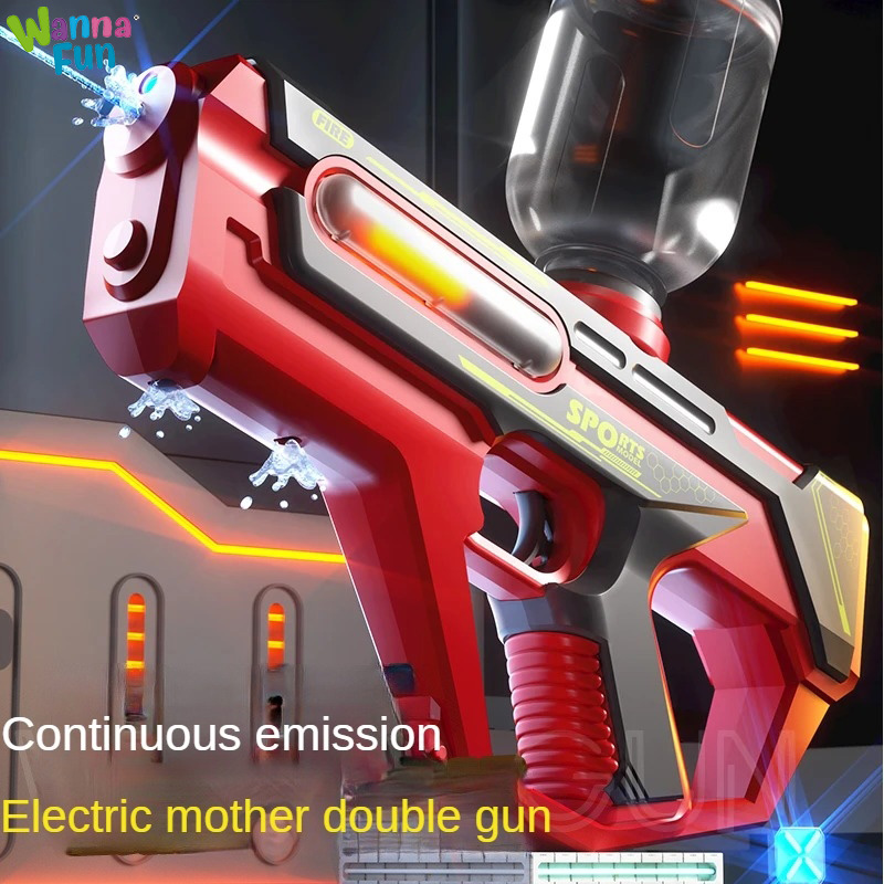Newest 2 in 1 beach outdoor electronic automatic plastic electric waterproof powerful shooting light kids play water gun toy ele