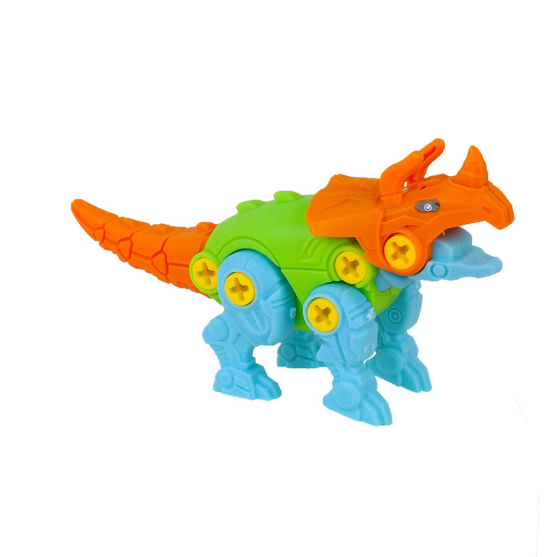Stone cartoon DIY assembled toy car, rescue engineering car, airplane tank, versatile military car, dinosaur inertia toy