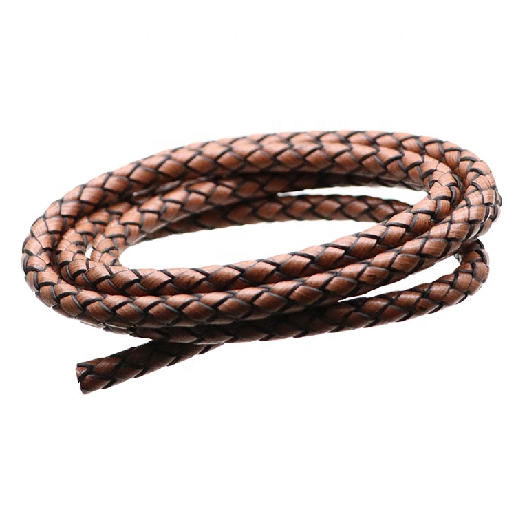 Wholesale custom color woven leather rope Genuine Leather Cord 1mm to 5mm Colorful Knitted Leather Cord