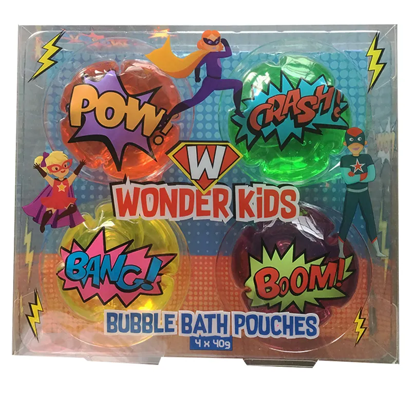 50ml * 4pc wonder kids bubble bath pouches bath gift set OEM /ODM factory