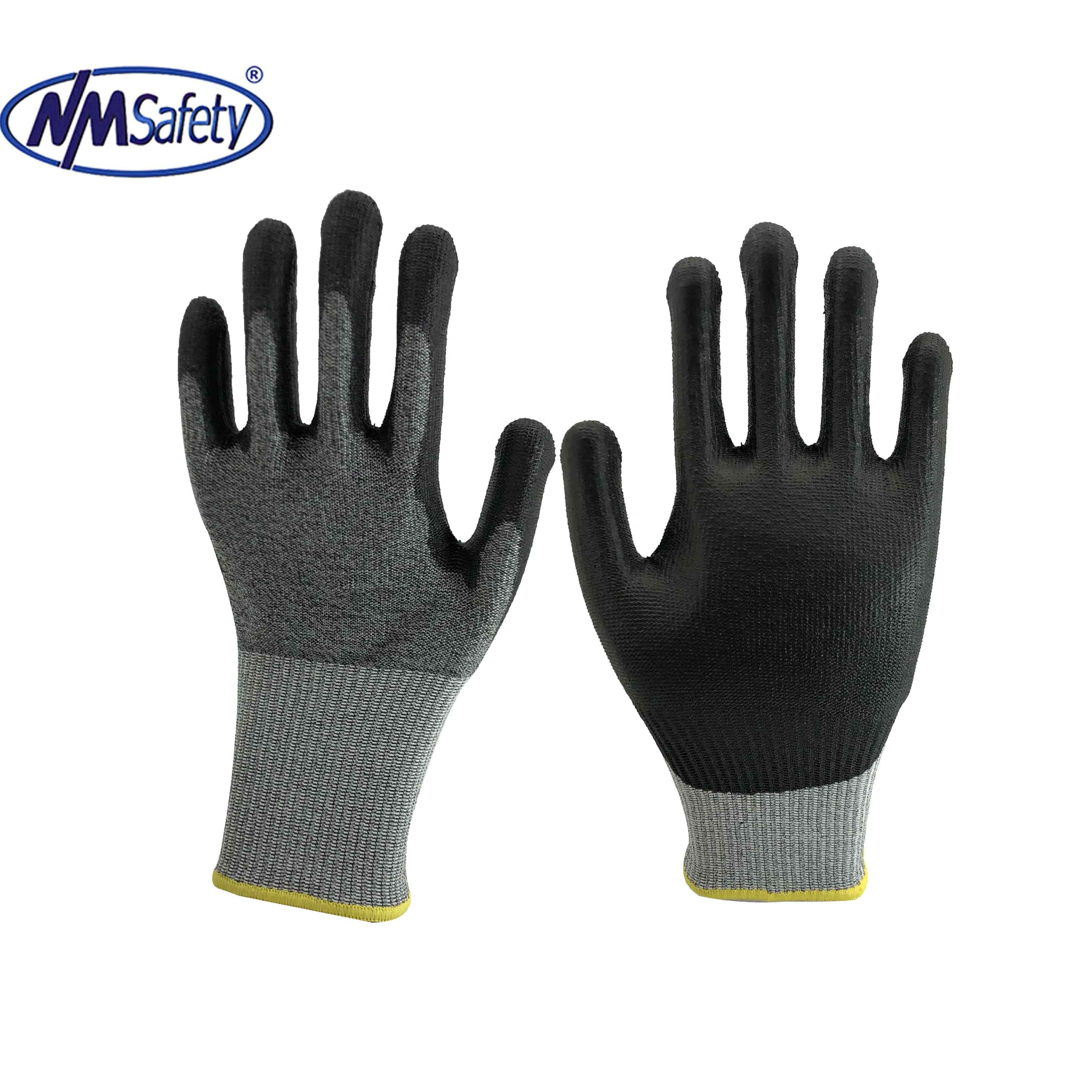 NMSAFETY PU покрытие A4 устойчивые к порезам рабочие перчатки EN388 4X42D