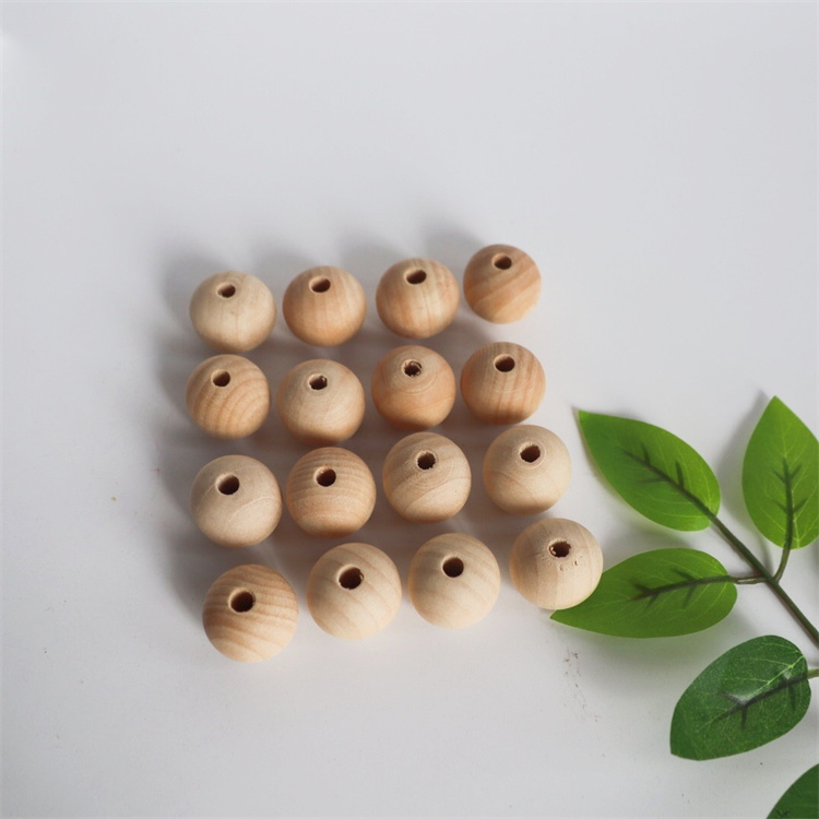 Natural Wood Wooden Beads Toys Bracelet Necklace Decor Keychain Round Painted Beaded For Crafts Baby DIY