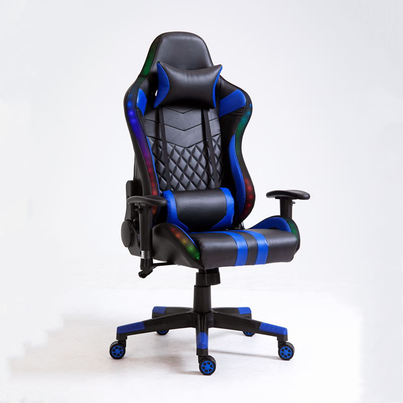 Черное игровое кресло rgb из ПУ/ПВХ, 3 режима, с контроллером и массажем