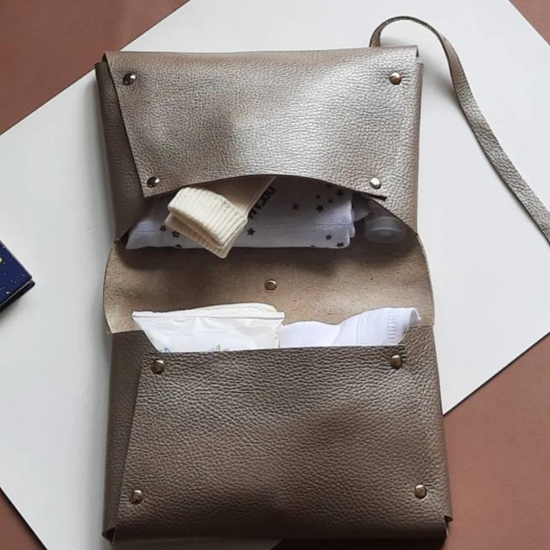 Personalized Leather Diaper Bag Holder Travel Diaper Clutch Wallet Baby Accessories Storage Bags