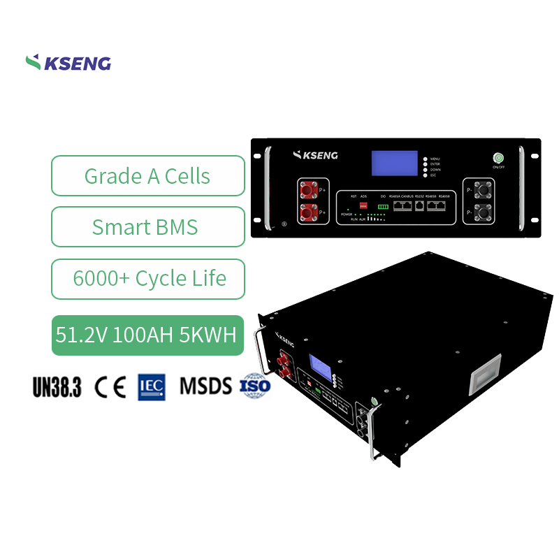 Kseng Smart BMS LiFePO4 10kwh 50 kwh 48V 100Ah 200Ah Solar Lithium ion Server Rack Mounted Battery Pack For Solar System
