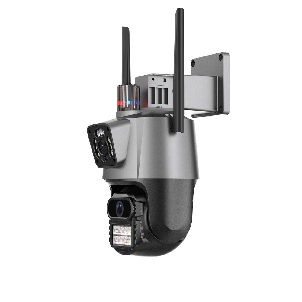 New bullet and dome linkage dual lens dome cctv camera multi lens outdoor cctv 4K camera w