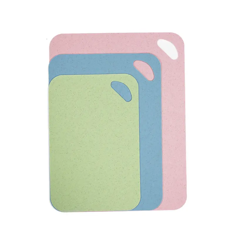 wholesale non-slip wheat straw plastic chopping cutting board set of 3 in different color for kitchen use