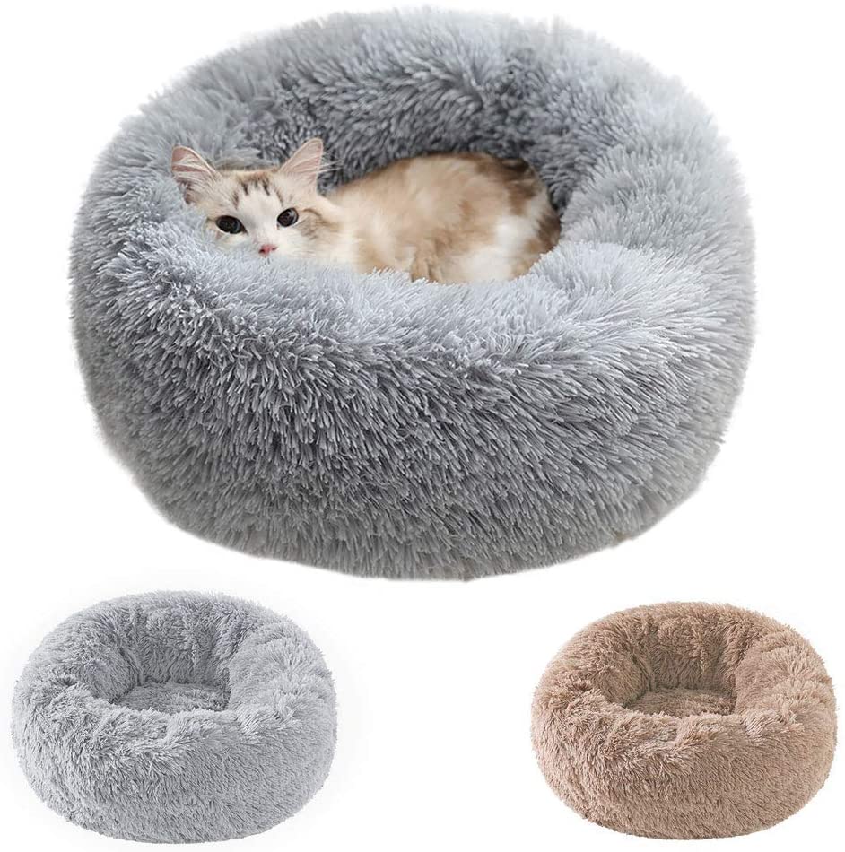 Кровать любимчика для небольших собак и кошек в форме пончика Cuddler кровать собаки удобные пушистые 20X20inch моющиеся удлиненном плюше; Успокаивающий кошка кровати