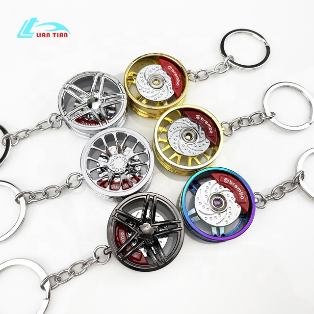 Creative car tire keychain car fans modified with brake pad wheel key pendant
