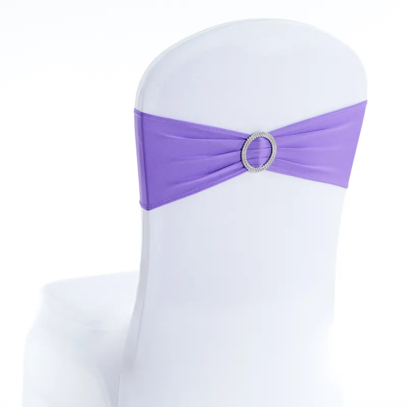 Factory Price Bow Purple Spandex Polyester Chair Sashes Wedding Ornament Wedding Decoration