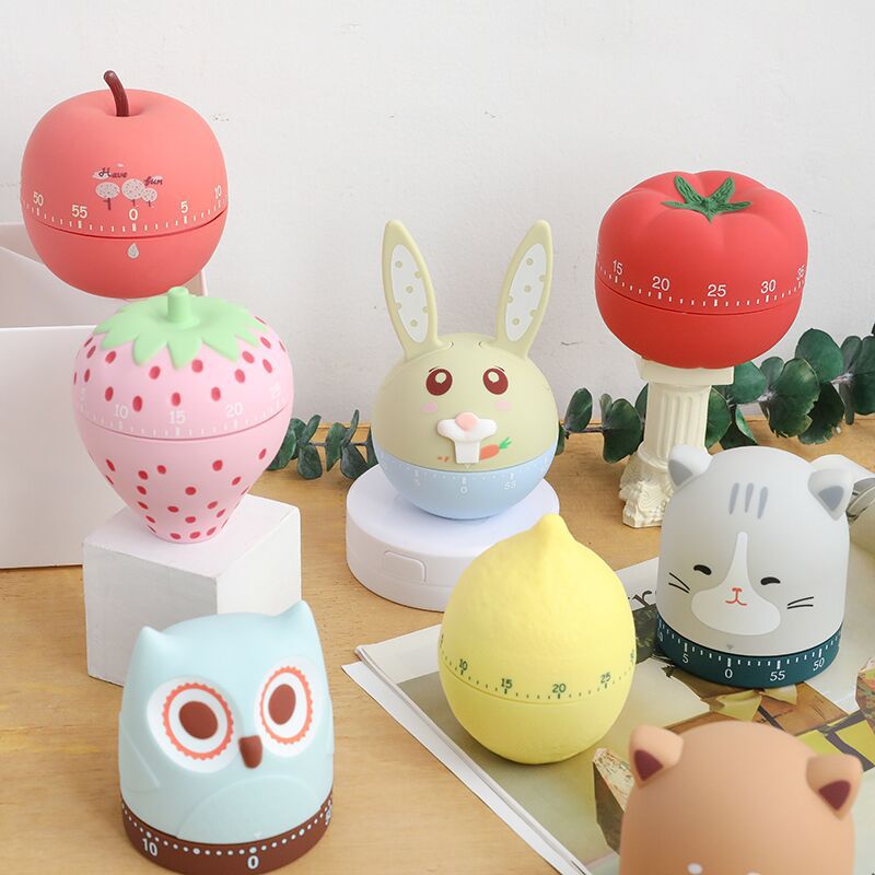 2022 Cute Cartoon Kitchen Timer Mechanical Wind up 60 Minute Manual Fun Kitchen No Batteries 360 Degree Rotating Timer