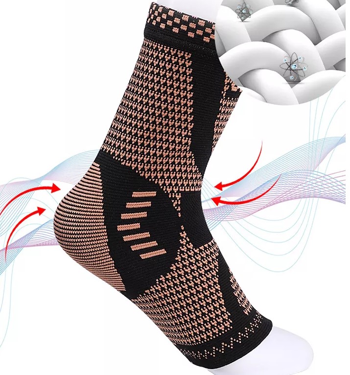 Custom Copper Compression Elastic Ankle Brace, Breathable Ankle Sleeve, Fitness Support
