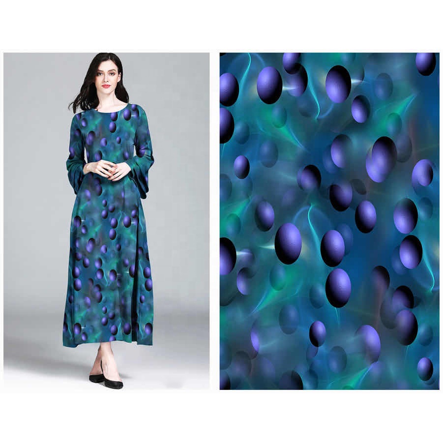 100% viscose plain woven custom digital printing fabric printed for clothes