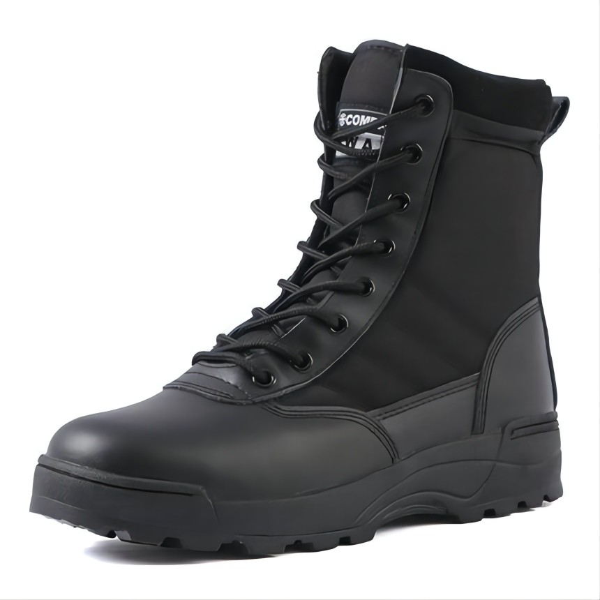 High Quality Fashion Custom Black Police Snake Proof Waterproof Military Boots Tactical Zipper