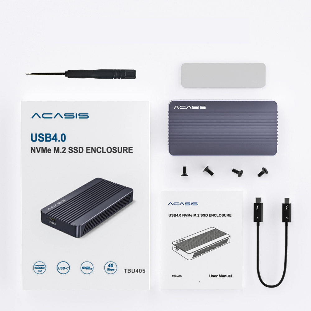 Корпус для SSD Acasis USB4.0 M.2, 40 Гбит/с, M2 NVMe, совместим с USB 4,0 3,2 3,1 3,0 Type C для ноутбука