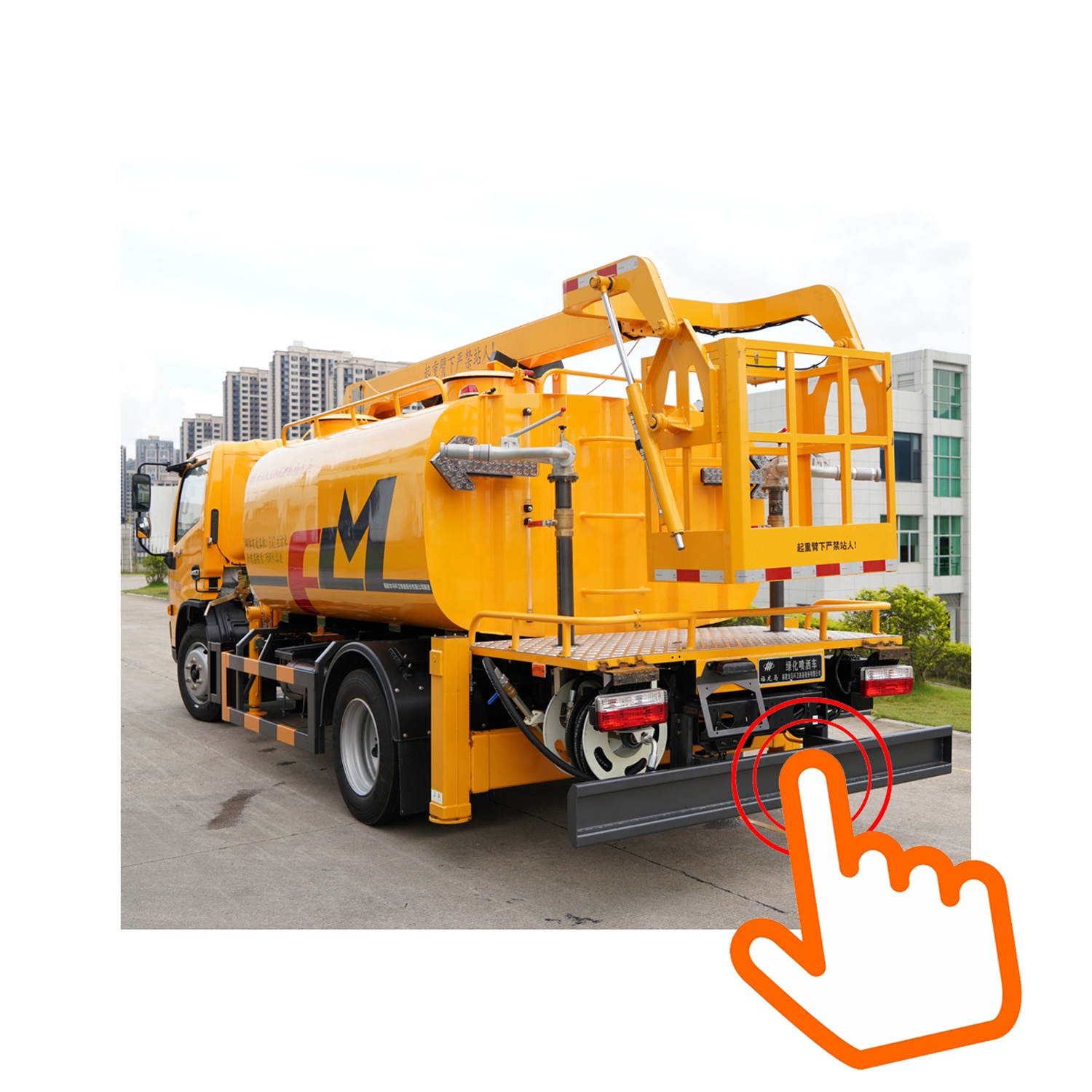 FULONGMA 5cbm water tanker with hydraulic aerial platform