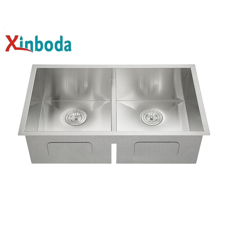 Product New Kitchen Wash Basin Double Bowl Stainless Steel 304 Handmade Kitchen Undermount Sink
