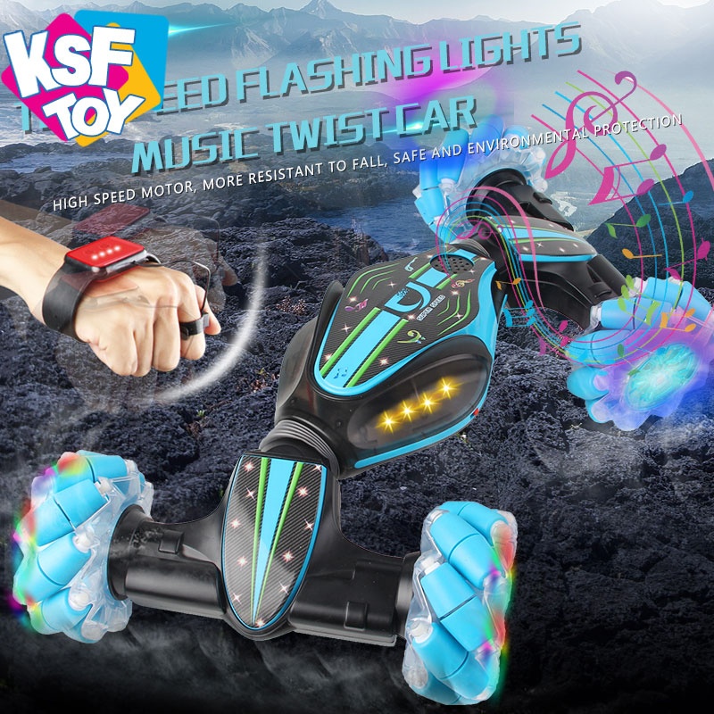 Двойной режим 2,4G rc twister трюковая машина ручные часы управление жестами трюковый автомобиль с музыкой и светом